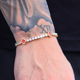 Red Clover Tennis Bracelet (Gold) - 4mm