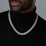 Iced Prong Cuban Chain + Bracelet (Silver) - 12mm