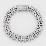 Iced Cross Bracelet (Silver) - 12mm