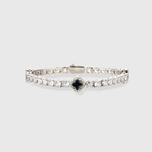 Black Clover Tennis Bracelet (Silver) - 4mm