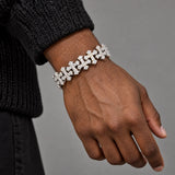 Iced Cross Bracelet (Silver) - 12mm