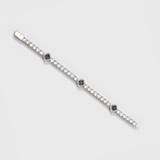 Women's Black Clover Tennis Bracelet (Silver) - 4mm