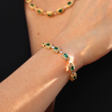 Women's Green Gemstone Bracelet (Gold) - 7mm