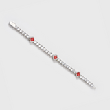 Red Clover Tennis Bracelet (Silver) - 4mm