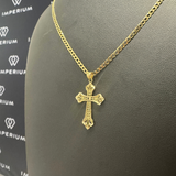 Solid Gold Radiant Cross Pendant