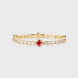 Red Clover Tennis Bracelet (Gold) - 4mm