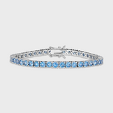 Women's Blue Diamonds Tennis Bracelet (Silver) - 4mm