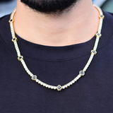 Black Clover Tennis Chain + Bracelet (Gold) - 4mm