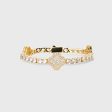 Women's Clover Tennis Bracelet (Gold) - 4mm