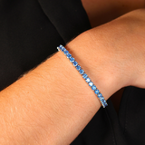 Women's Blue Diamonds Tennis Bracelet (Silver) - 4mm