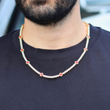 Red Clover Tennis Chain + Bracelet (Gold) - 4mm