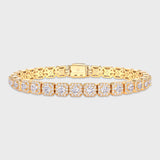Women's Clustered Tennis Bracelet (Gold) - 8mm