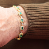 Green Gemstone Bracelet (Gold) - 7mm