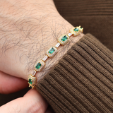 Green Gemstone Bracelet (Gold) - 7mm