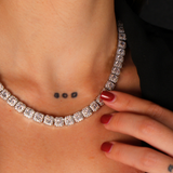 Women's Clustered Tennis Chain (Silver) - 8mm