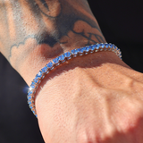 Blue Tennis Chain + Bracelet (Silver) - 4mm