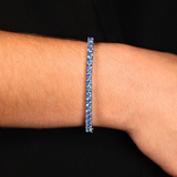 Women's Blue Diamonds Tennis Bracelet (Silver) - 4mm
