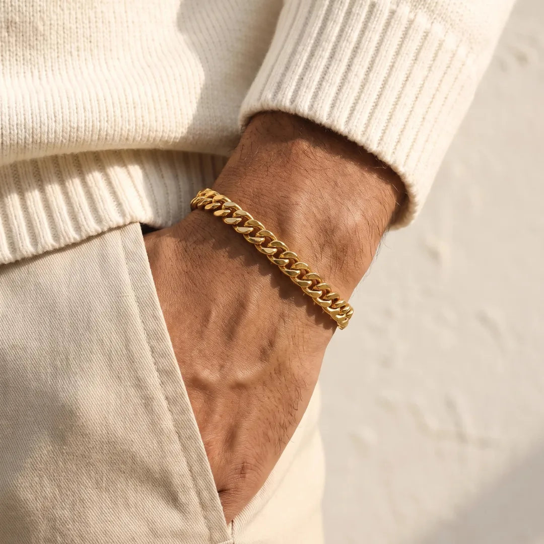 Frosted Watch + Gold Cuban Set