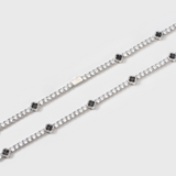 Black Clover Tennis Chain + Bracelet (Silver) - 4mm