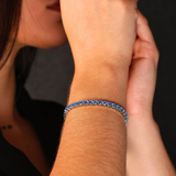 Women's Blue Diamonds Tennis Bracelet (Silver) - 4mm