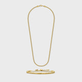 Women's Franco Chain + Bracelet (Gold) - 3mm