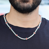 Red Clover Tennis Chain + Bracelet (Silver) - 4mm