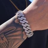 Iced Prong Cuban Bracelet (Silver) - 20mm