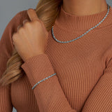 Women's Rope Chain + Bracelet (Silver) - 4mm