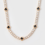 Black Clover Tennis Chain + Bracelet (Gold) - 4mm