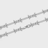 Iced Barbed Wire Chain (Silver) - 6mm