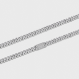 Women's Iced Micro Prong Cuban Chain (Silver) - 6mm