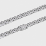 Iced Prong Cuban Chain + Bracelet (Silver) - 12mm
