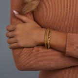 Women's Cuban + Franco Bracelet Stack (Gold)