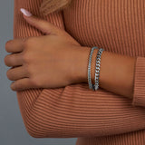 Women's Cuban + Franco Bracelet Stack (Silver)