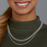 Women's Cuban 5mm + Micro Cuban Stack (Silver)