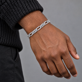 Iced Figaro Bracelet (Silver) - 7mm