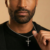 Rope Chain 4mm + Crucifix Pendant (Silver)