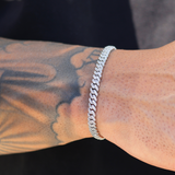 Iced Micro Prong Cuban Bracelet (Silver) - 6mm