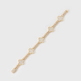 Clover Iced Prong Cuban Bracelet (Gold) - 8mm
