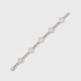 Clover Iced Prong Cuban Bracelet (Silver) - 8mm