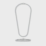 Iced Cuban Chain + Bracelet (Silver) - 8mm