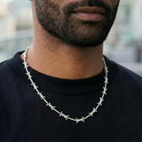 Iced Barbed Wire Chain (Silver) - 6mm