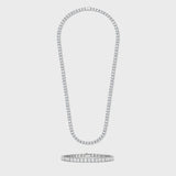 Tennis Chain + Bracelet (Silver) - 5mm