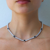 Women's Black Clover Tennis Chain (Silver) - 4mm