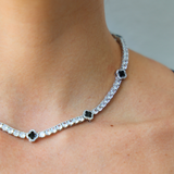 Women's Black Clover Tennis Chain (Silver) - 4mm