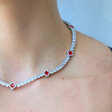 Women's Red Clover Tennis Chain (Silver) - 4mm