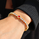 Women's Red Clover Tennis Bracelet (Gold) - 4mm