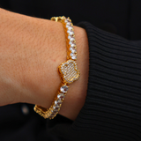 Women's Clover Tennis Bracelet (Gold) - 4mm