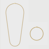 Women's Micro Cuban Link Chain + Bracelet (Gold) - 3mm