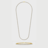Women's Tennis Chain + Bracelet (Gold) - 3mm